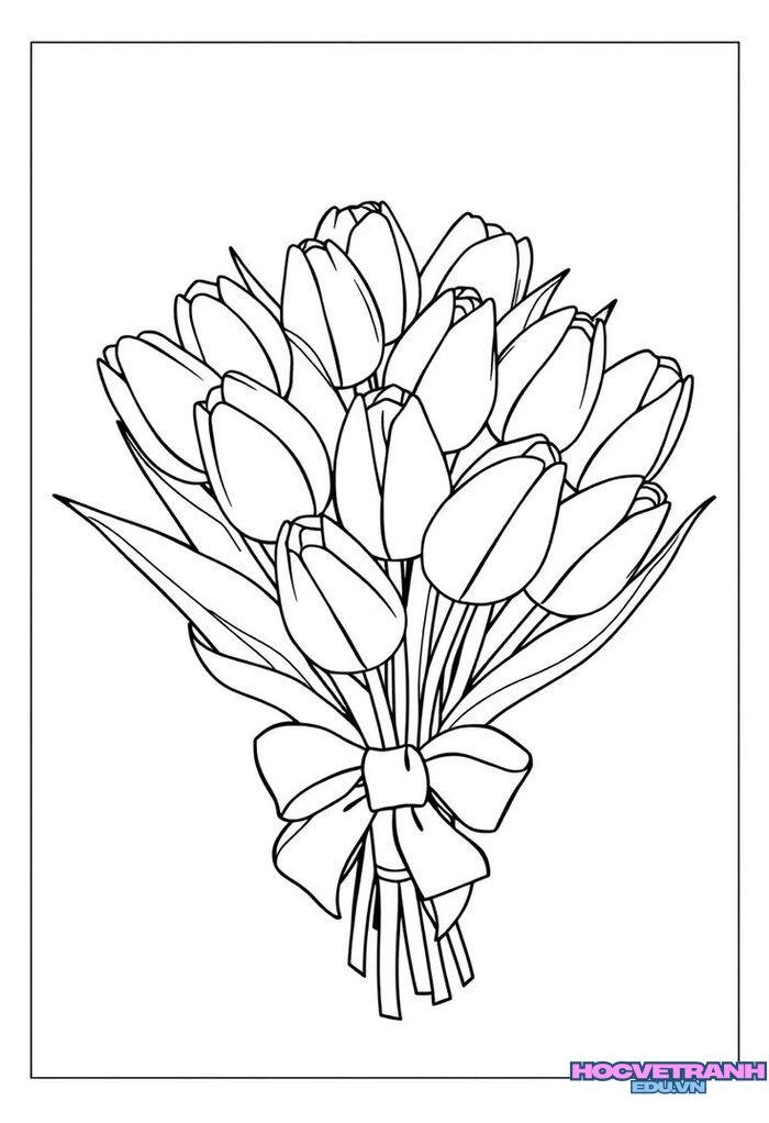 tranh tô màu hoa tulip miễn phí