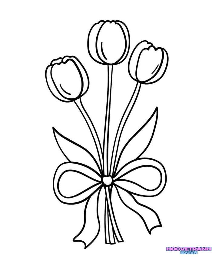 tranh tô màu hoa tulip nhận biết màu sắc