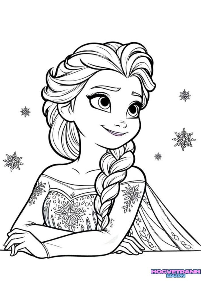tranh tô màu hoạt hình vui nhộn elsa