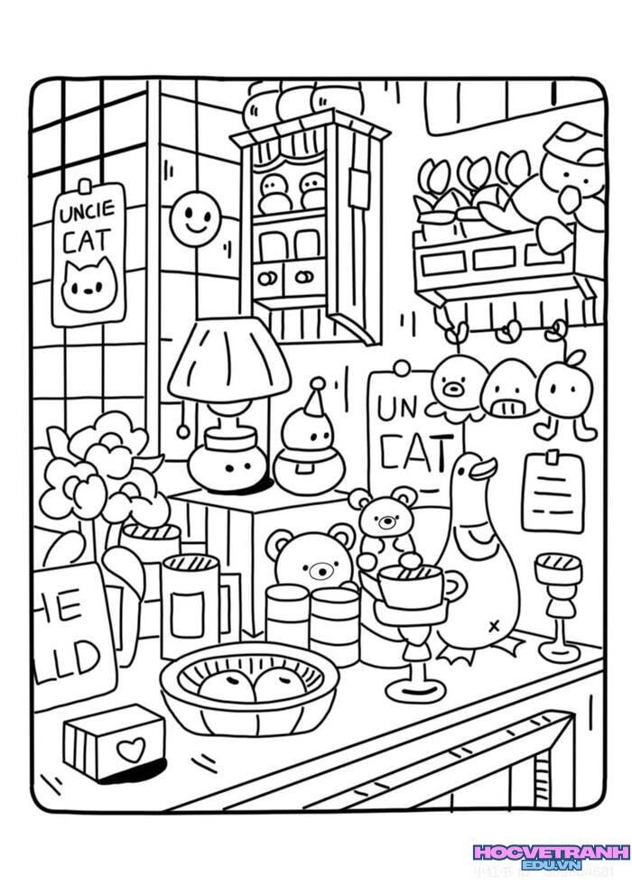 tranh tô màu hoạt hình vui nhộn