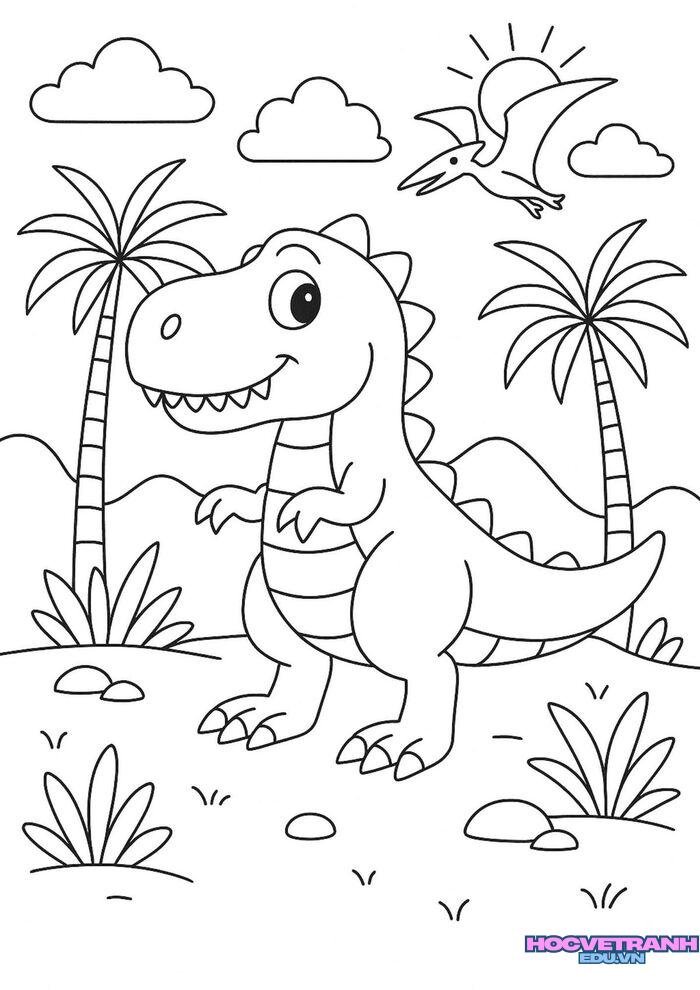 tranh tô màu khủng long cho bé