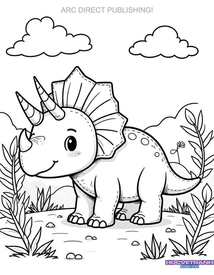 tranh tô màu khủng long đẹp xinh