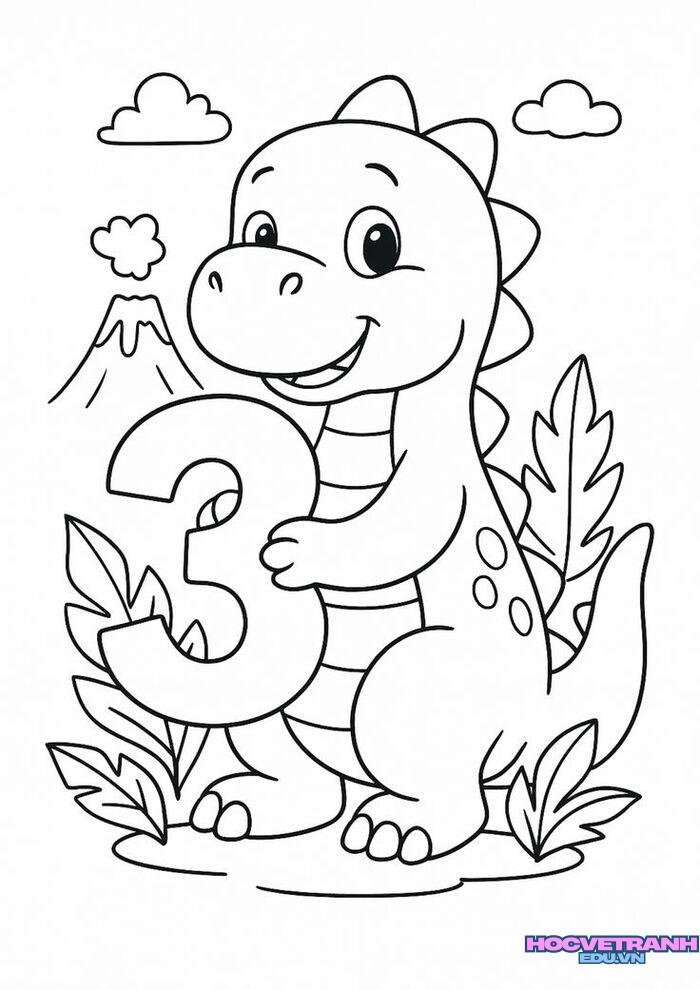 tranh tô màu khủng long đơn giản