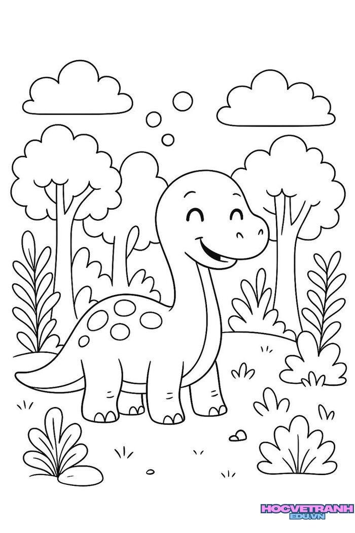 tranh tô màu khủng long hoạt hình