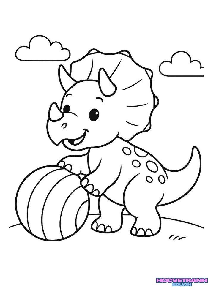 tranh tô màu khủng long in đen trắng