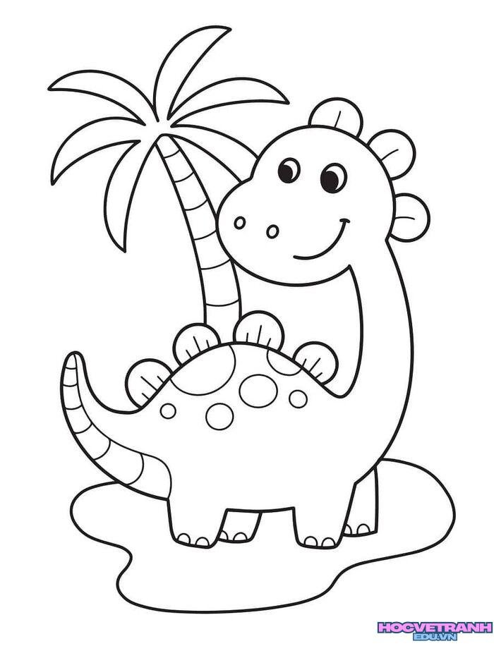 tranh tô màu khủng long khổ a4