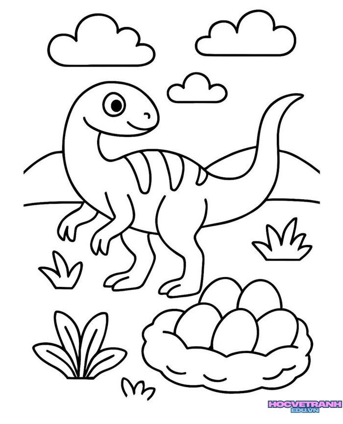 tranh tô màu khủng long siêu cute