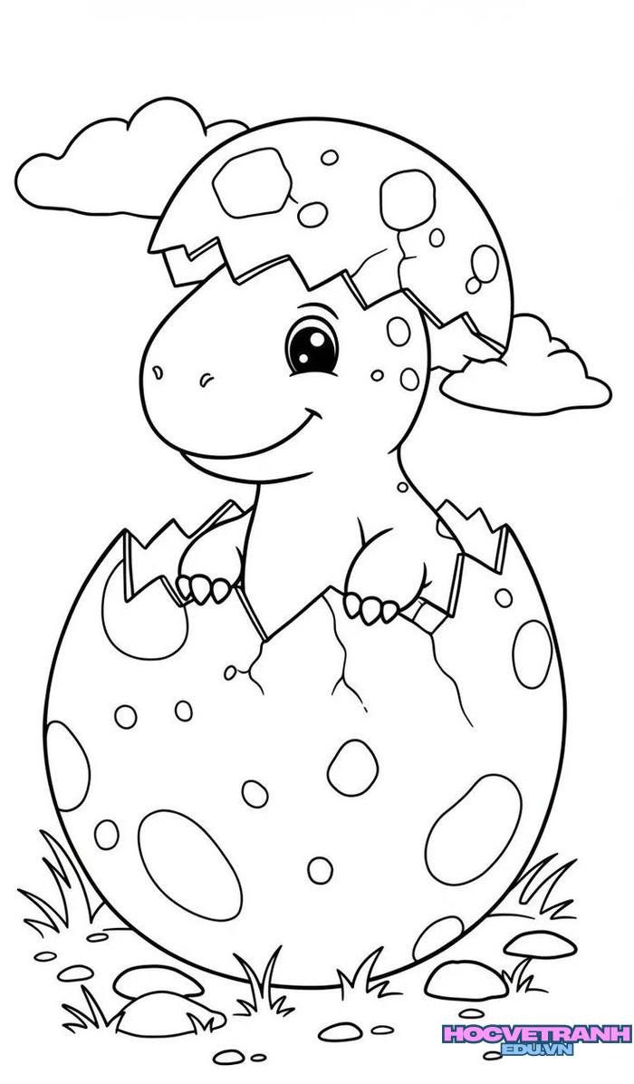 tranh tô màu khủng long trong trứng