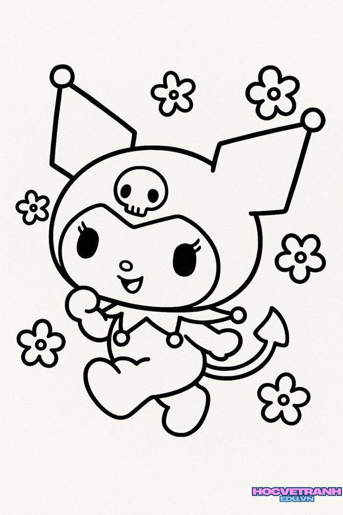 tranh tô màu kuromi cute xỉu