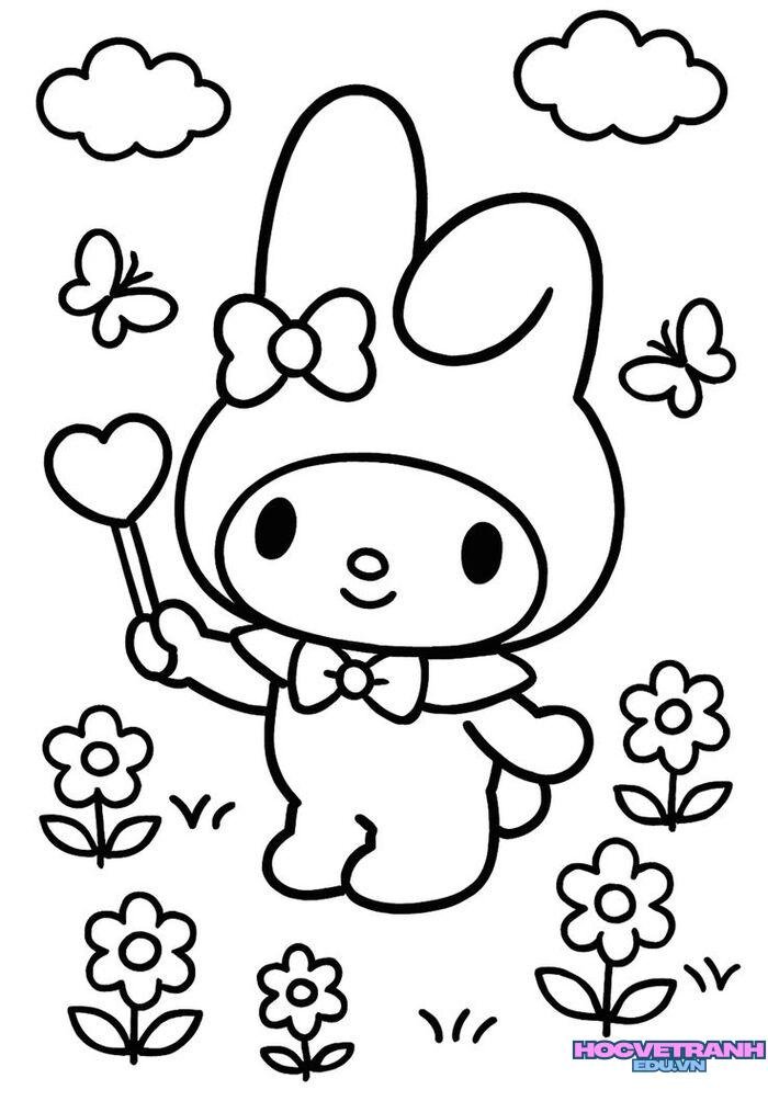 tranh tô màu kuromi cute yêu