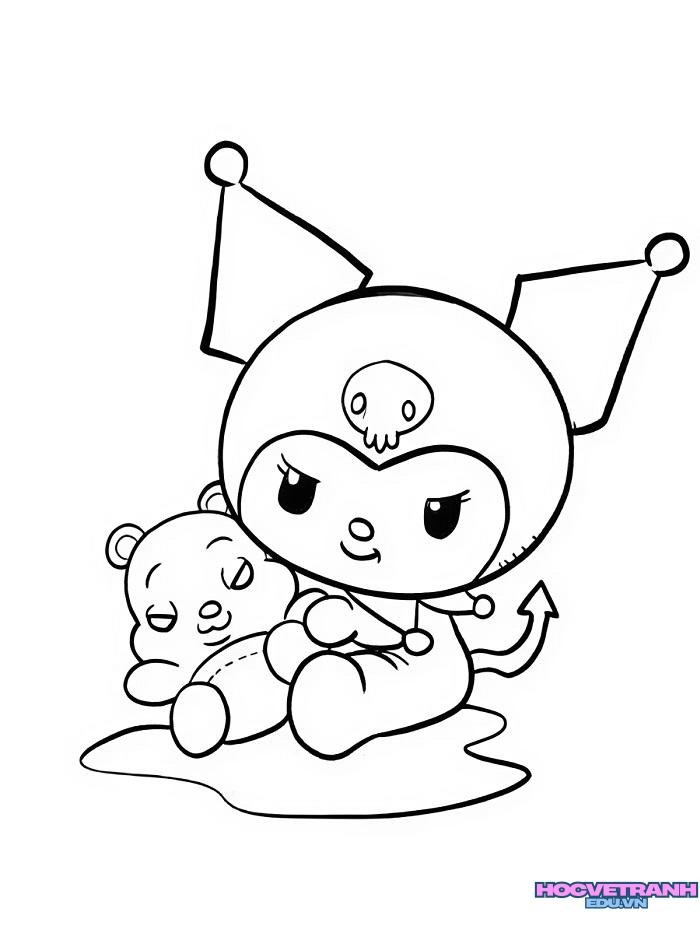 tranh tô màu kuromi dễ thương