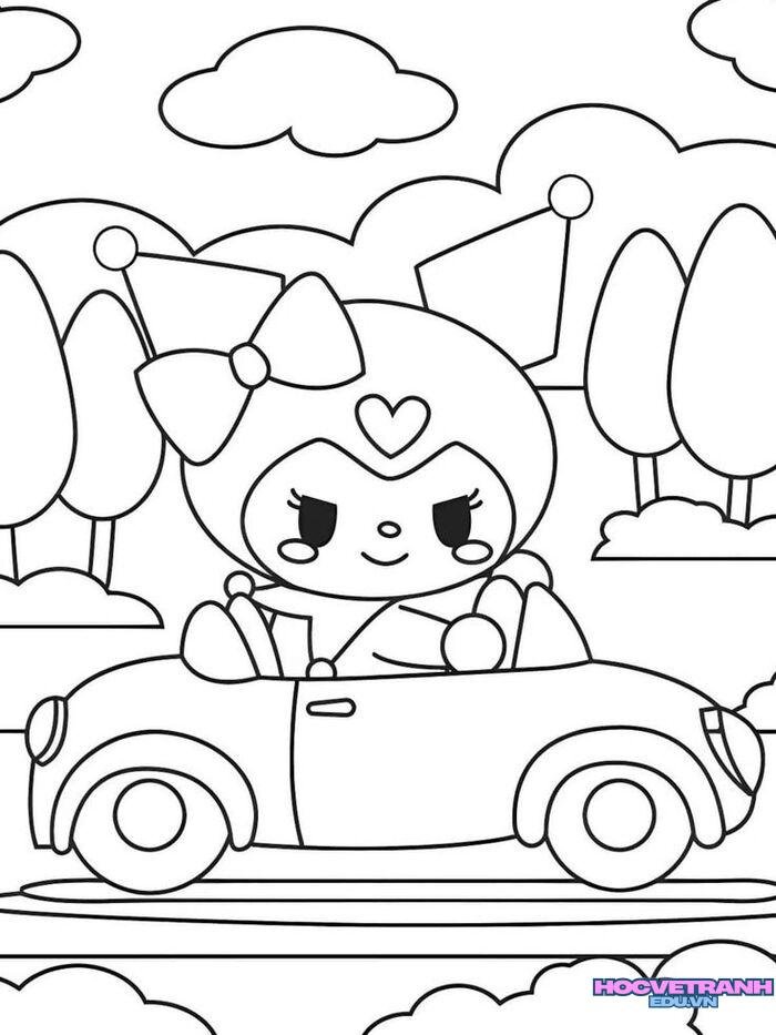 tranh tô màu kuromi dễ tô