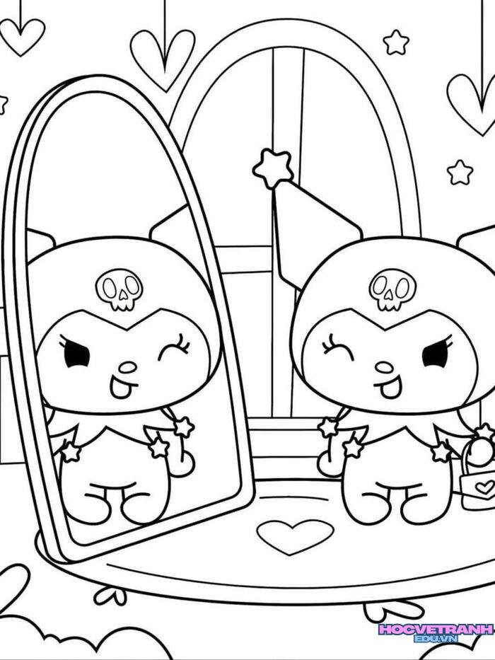 tranh tô màu kuromi đẹp