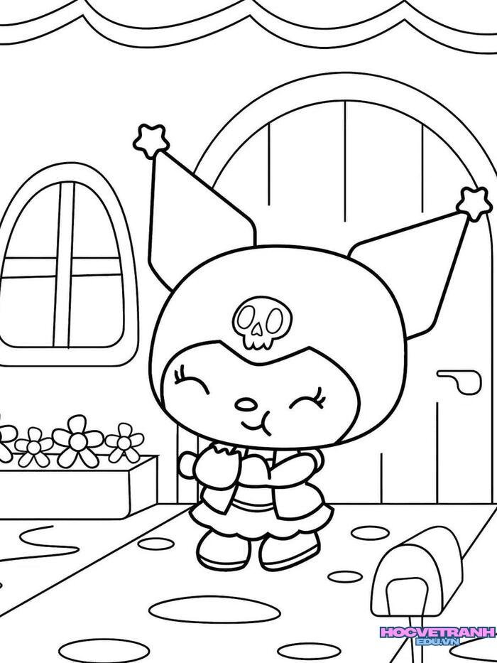 tranh tô màu kuromi đơn giản