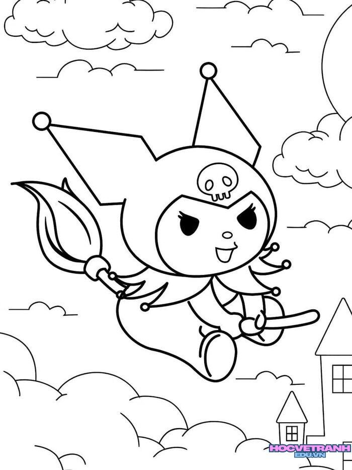 tranh tô màu kuromi hình vẽ