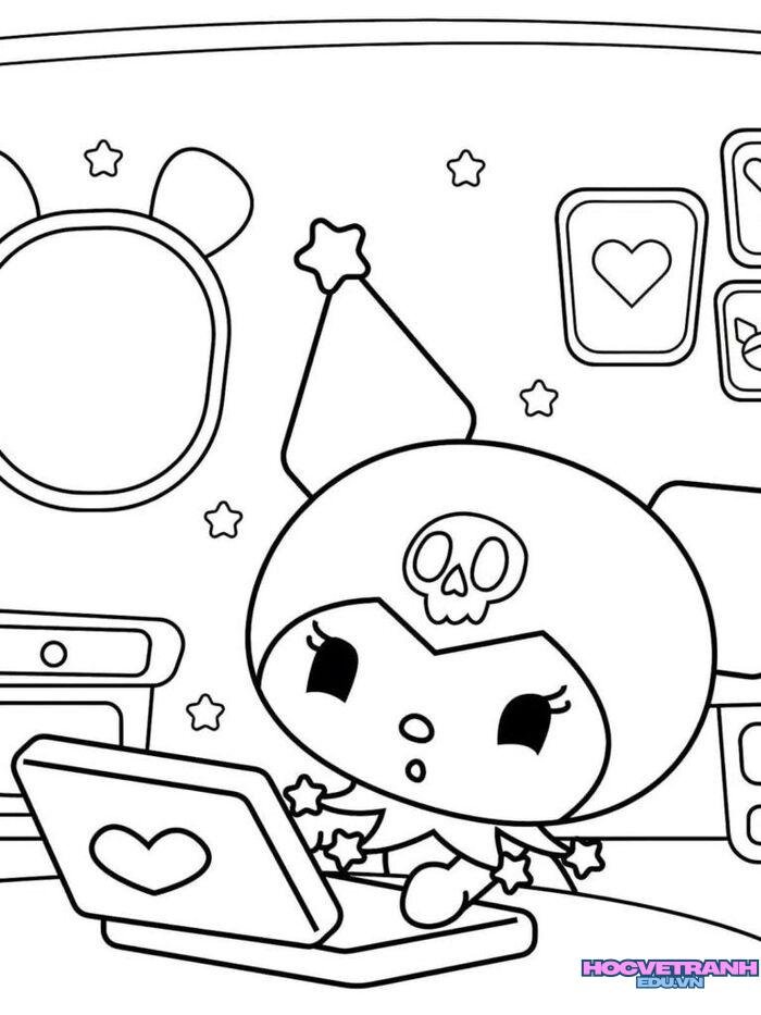 tranh tô màu kuromi nét to