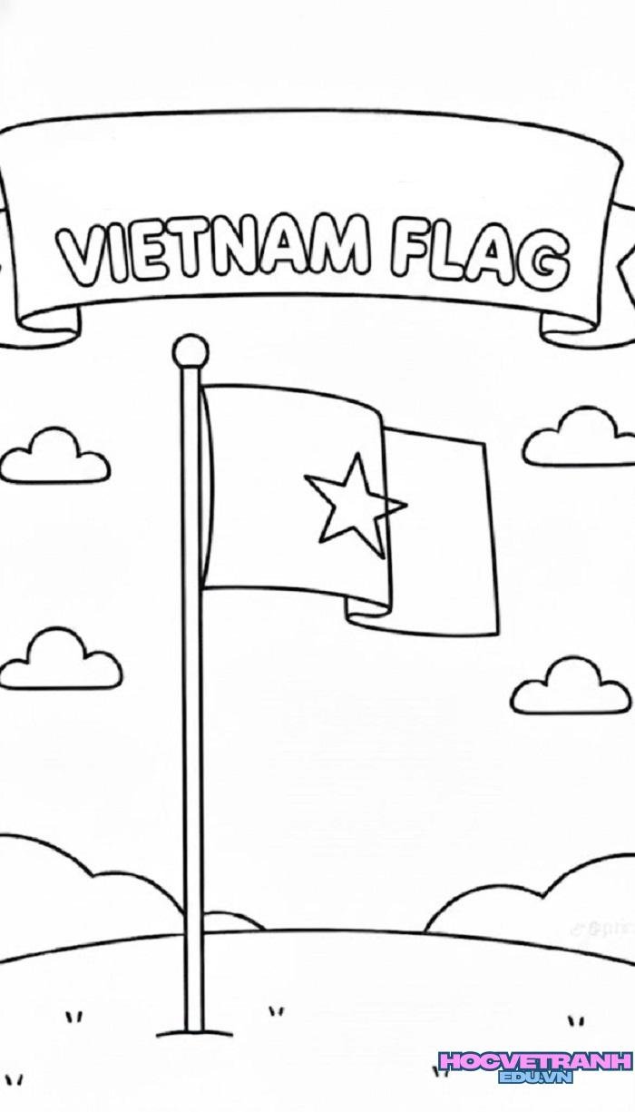 tranh tô màu lá cờ việt nam cho bé