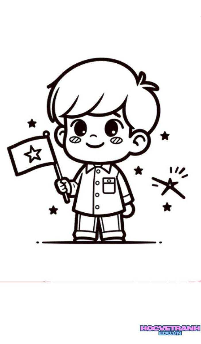 tranh tô màu lá cờ việt nam cho trẻ em