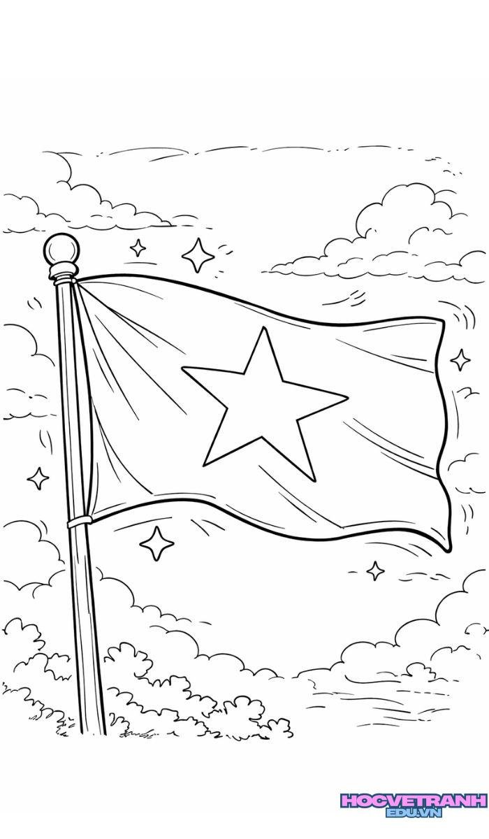 tranh tô màu lá cờ việt nam dễ tô