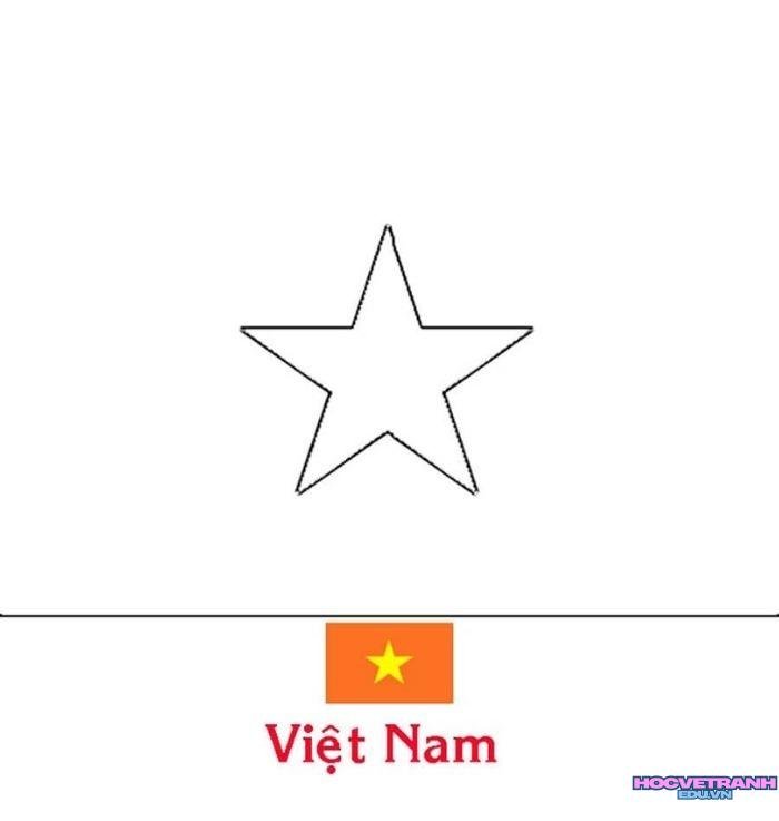 tranh tô màu lá cờ việt nam in đen trắng