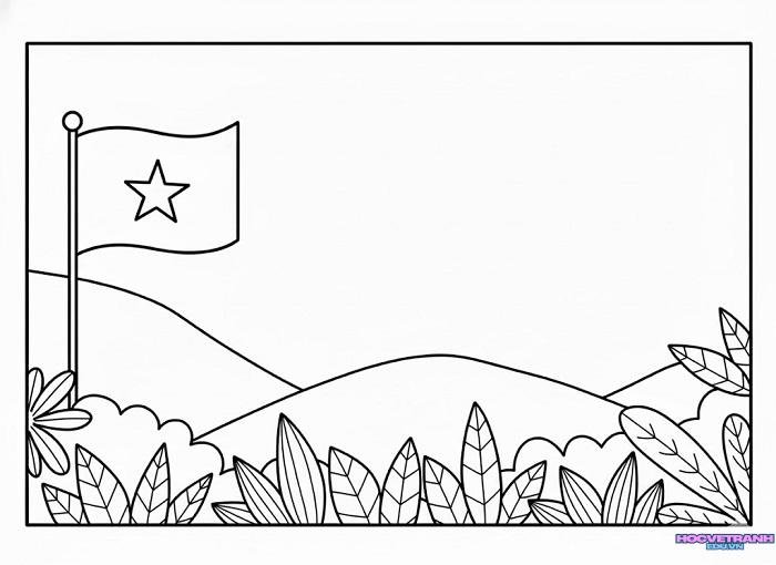 tranh tô màu lá cờ việt nam mầm non
