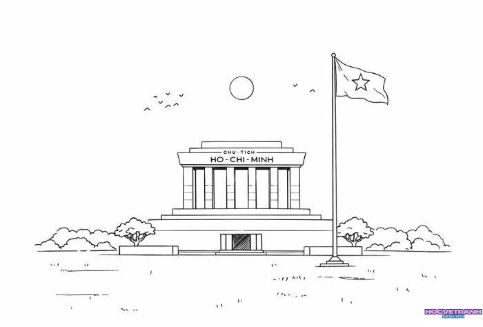 tranh tô màu lăng bác chủ đề bác hồ