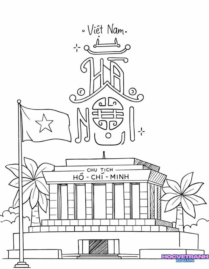 tranh tô màu lăng bác ít chi tiết
