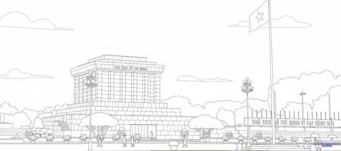 tranh tô màu lăng bác truyền thống