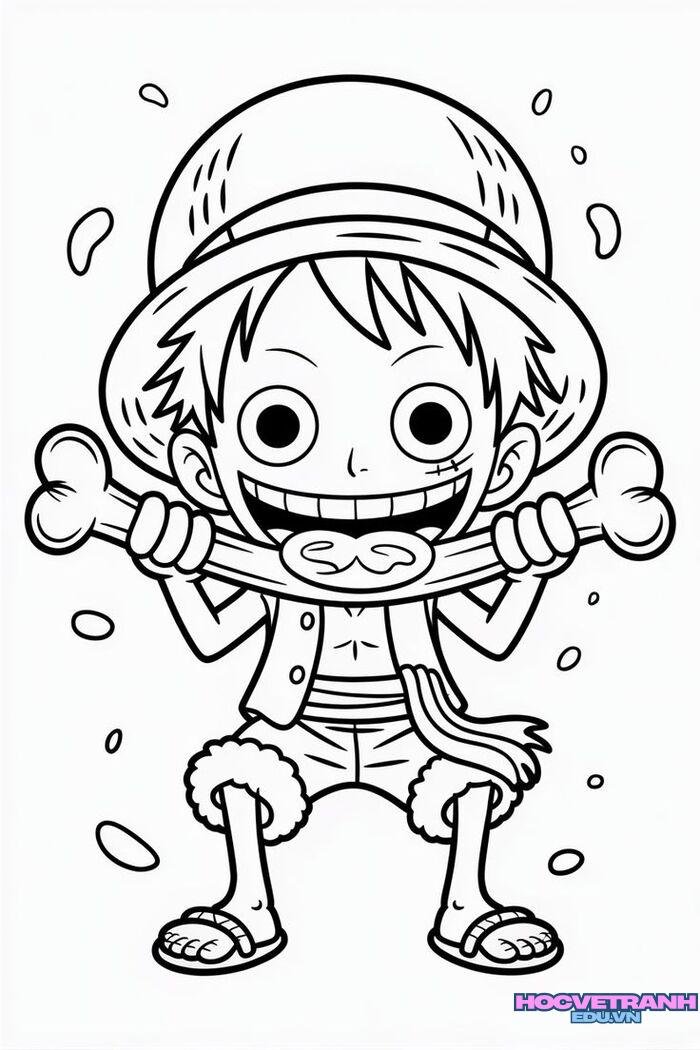 tranh tô màu luffy chibi