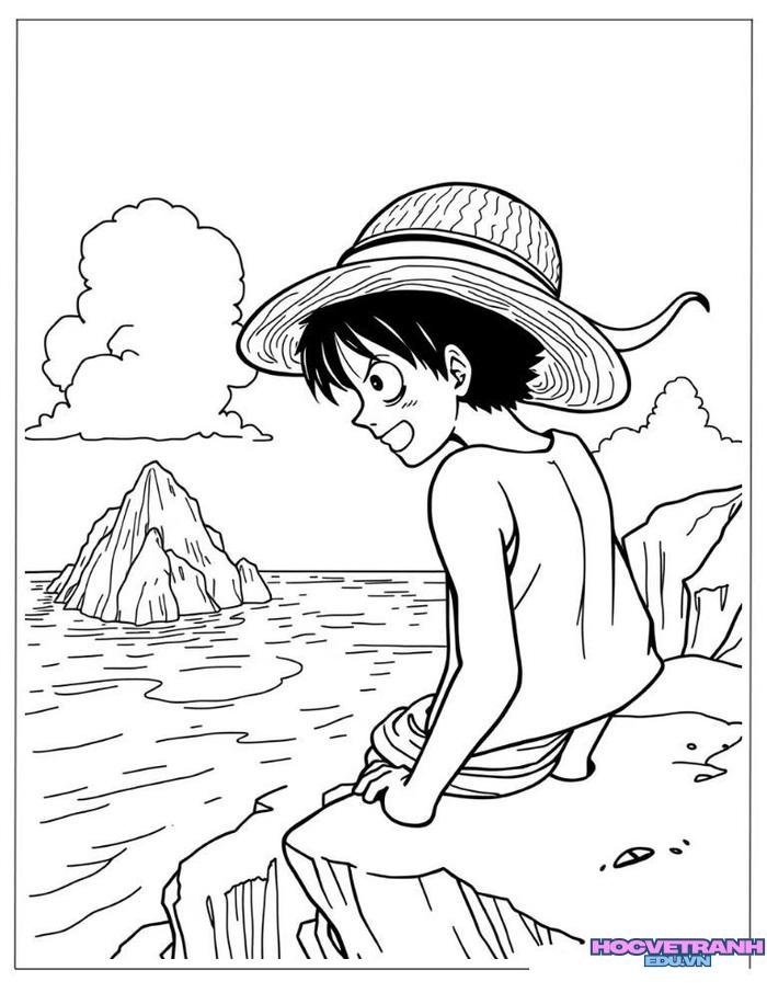 tranh tô màu luffy cho trẻ em