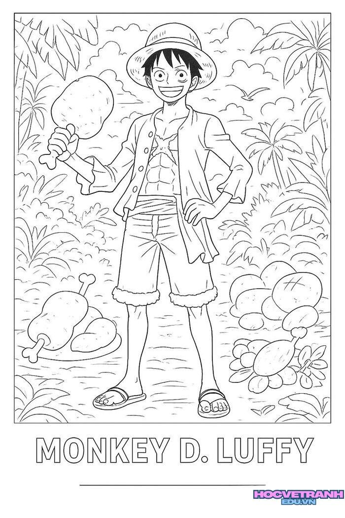tranh tô màu luffy dễ tô