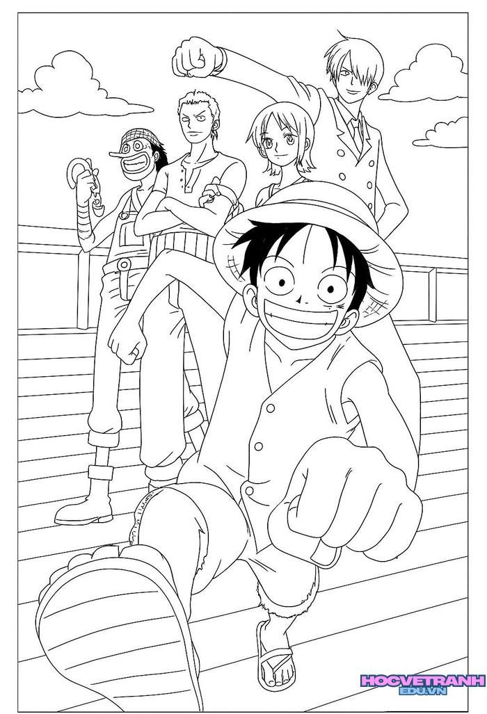 tranh tô màu luffy đơn giản