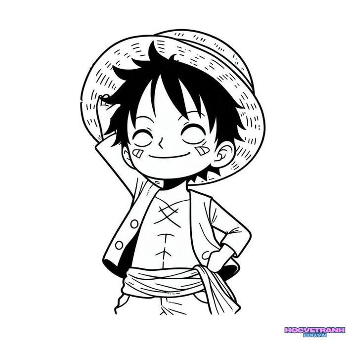 tranh tô màu luffy in đen trắng