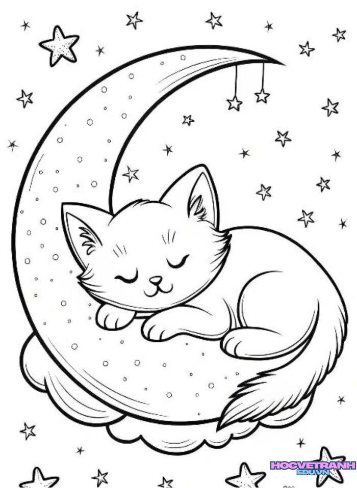 tranh tô màu mặt trăng ban đêm