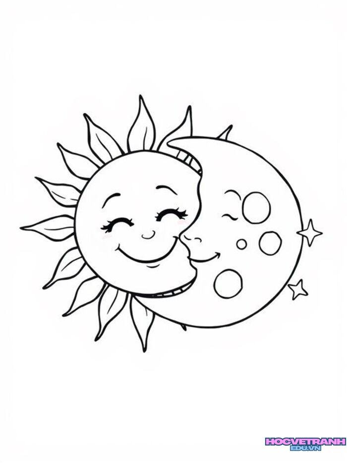 tranh tô màu mặt trăng cho trẻ em