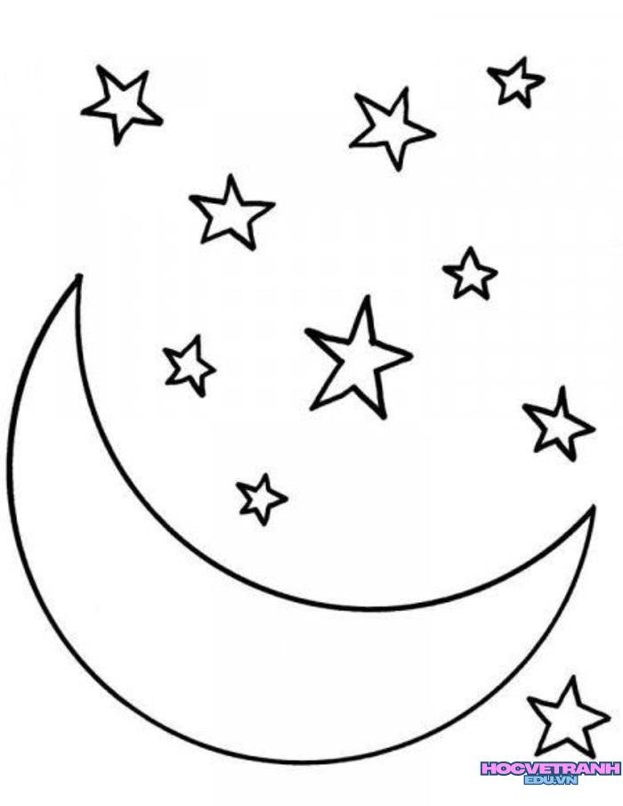 tranh tô màu mặt trăng chủ đề vũ trụ