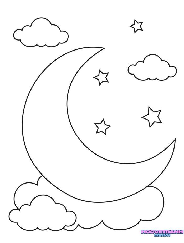 tranh tô màu mặt trăng đáng yêu