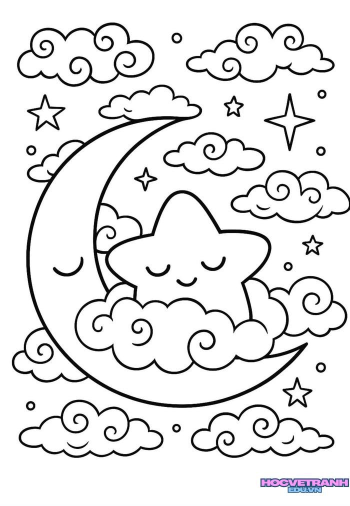 tranh tô màu mặt trăng dành cho thiếu nhi