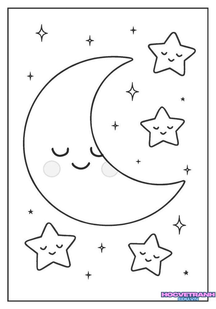 tranh tô màu mặt trăng hình vẽ