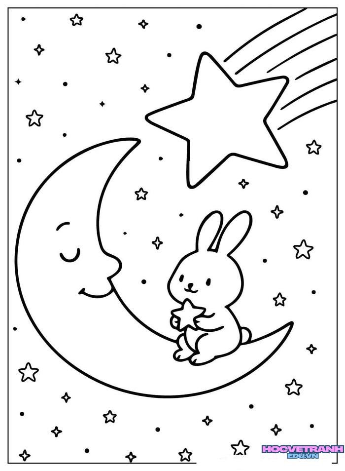 tranh tô màu mặt trăng miễn phí