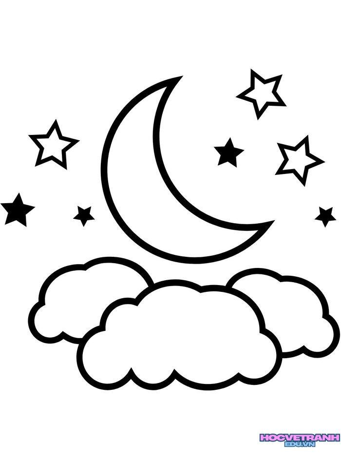 tranh tô màu mặt trăng nét to