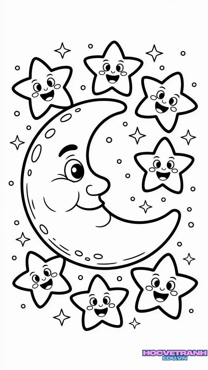 tranh tô màu mặt trăng thư giãn