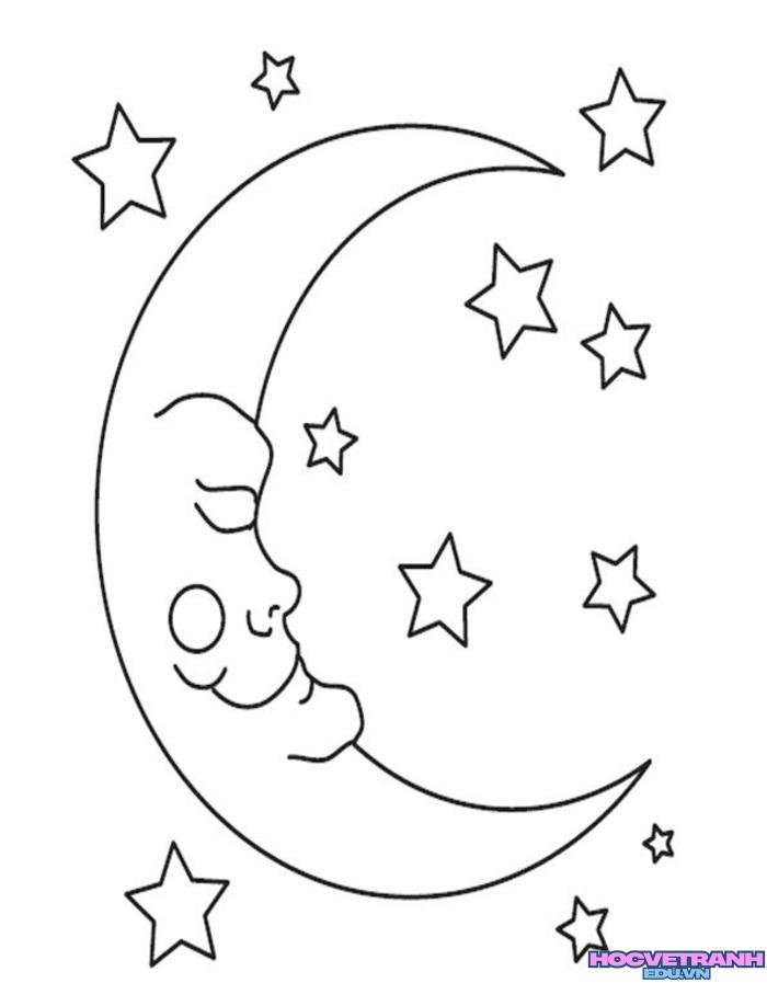 tranh tô màu mặt trăng vui nhộn