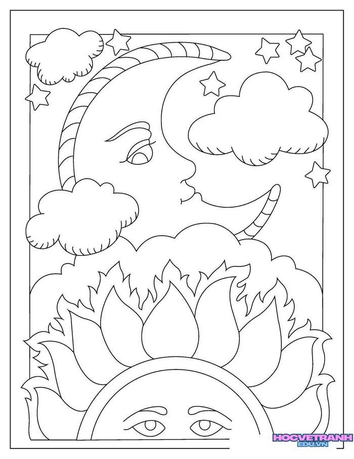 tranh tô màu mặt trăng
