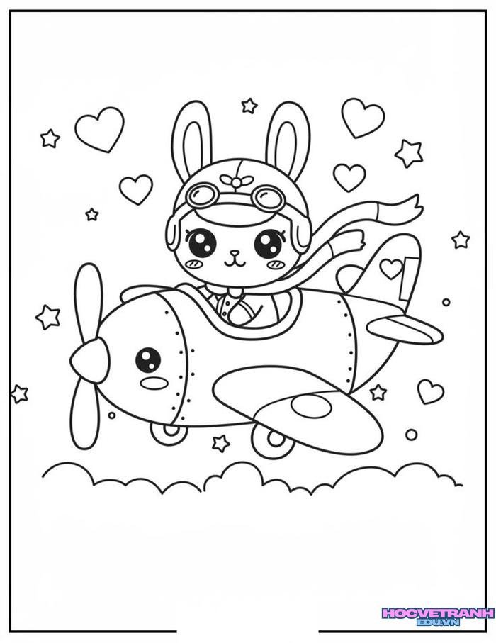 tranh tô màu máy bay chibi