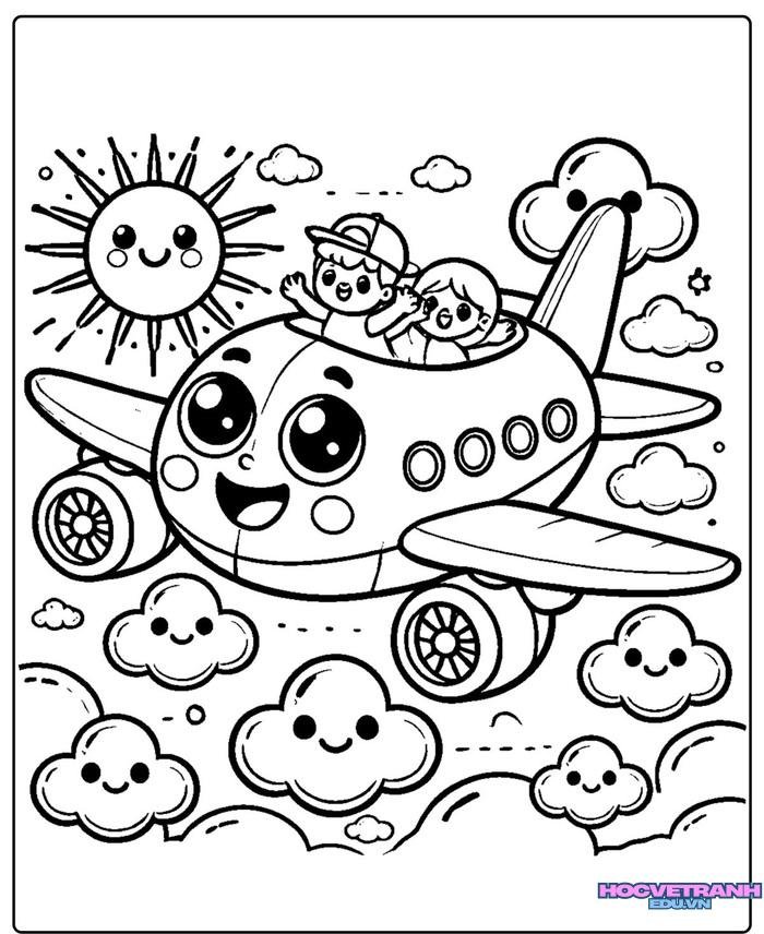 tranh tô màu máy bay cho bé