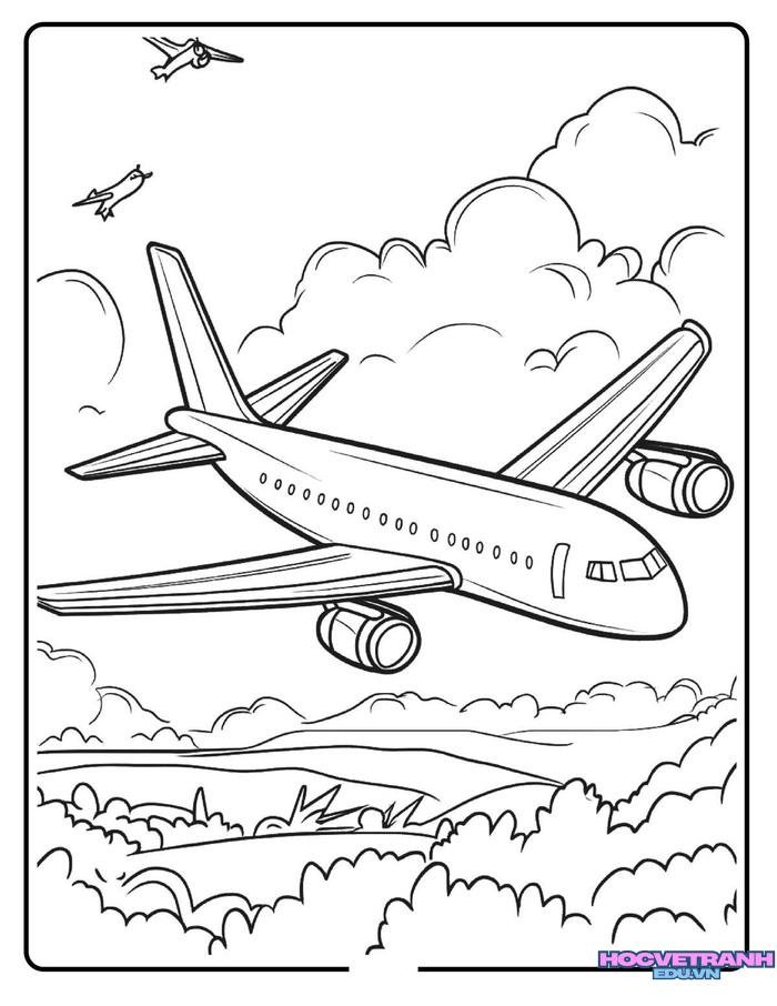tranh tô màu máy bay cho trẻ em
