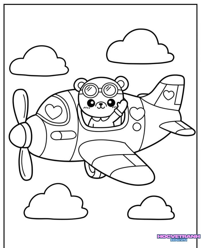 tranh tô màu máy bay dễ thương