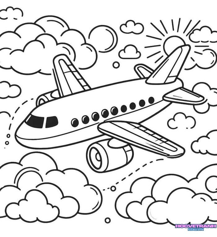 tranh tô màu máy bay dễ tô