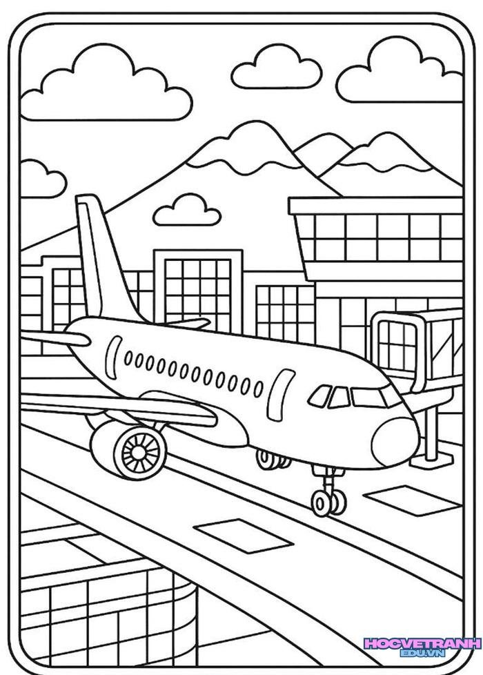 tranh tô màu máy bay đơn giản